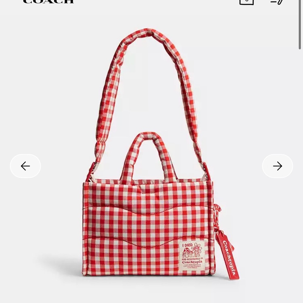Coach Coachtopia Red Checkered Tote Bag NWOT